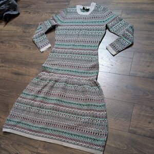 Joie Green Cream Purple Patterned Long Sleeve Maxi Dress Dress Size Small